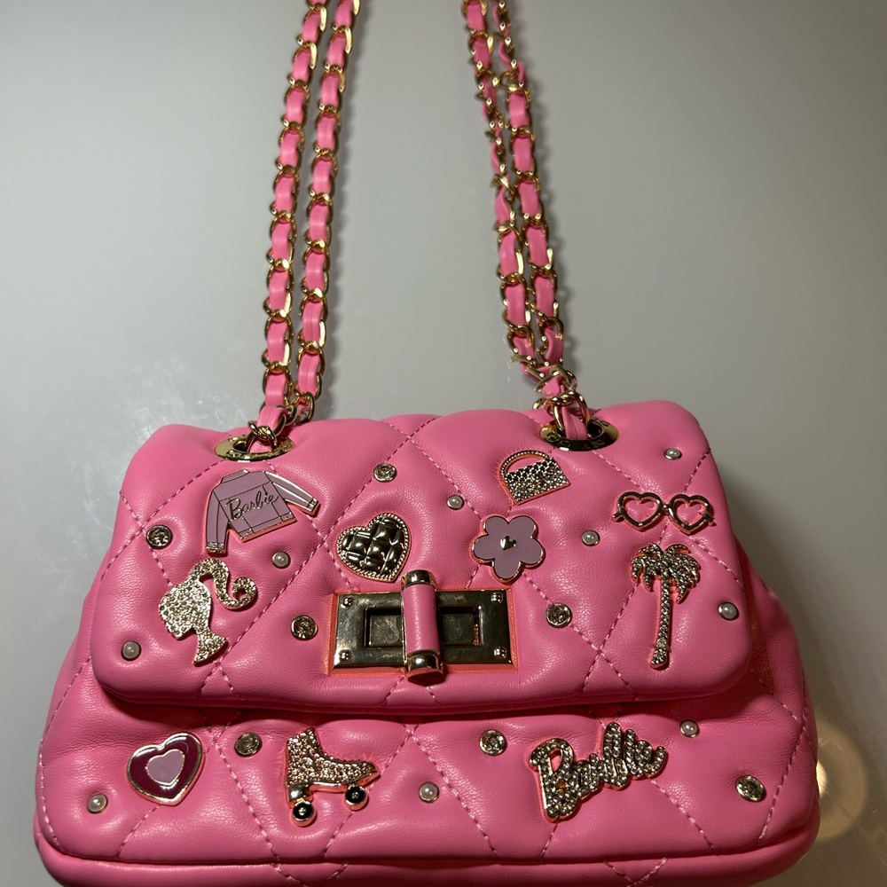 Aldo Pink Quilted Charm-Embellished Shoulder Bag - Picture 1 of 7